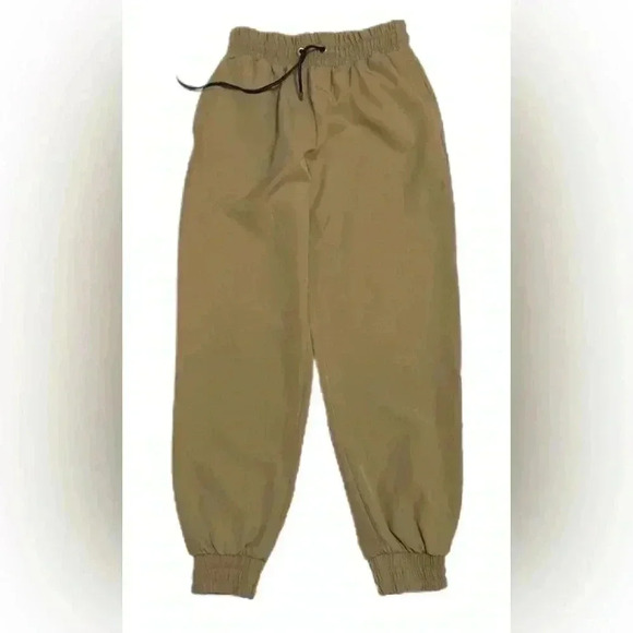 Zara  Joggers Pants  M Womens Drawstring Tan Brown  Elastic Poly Blend - Picture 1 of 4